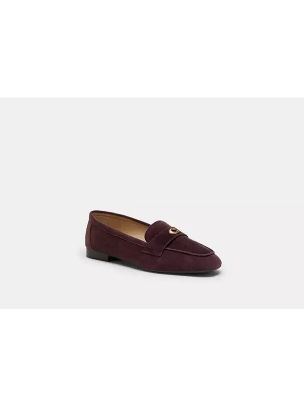 Coach Sculpt C Penny Loafers Women's Merlot Suede Slip-On Closed Toe Block Heel